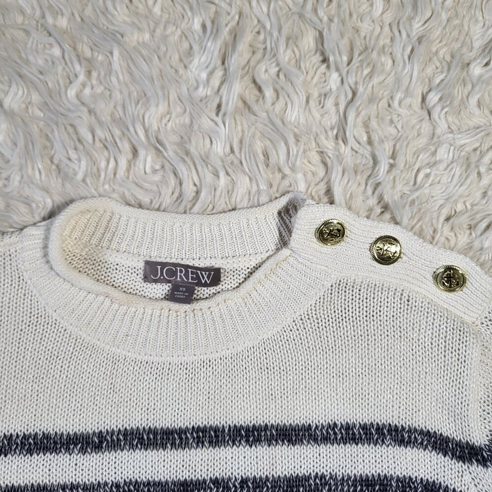 J.Crew Relaxed Linen Beach Sweater With Gold Shoulder Buttons - XS - Picture 7 of 14